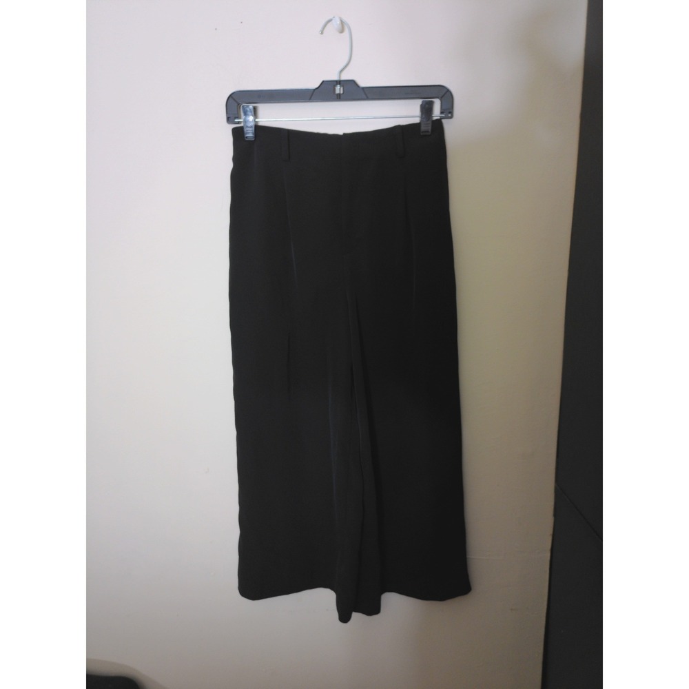 Uniqlo Pleated Wide Leg Pants Women XS Black Minimalist High Rise Trousers 1662